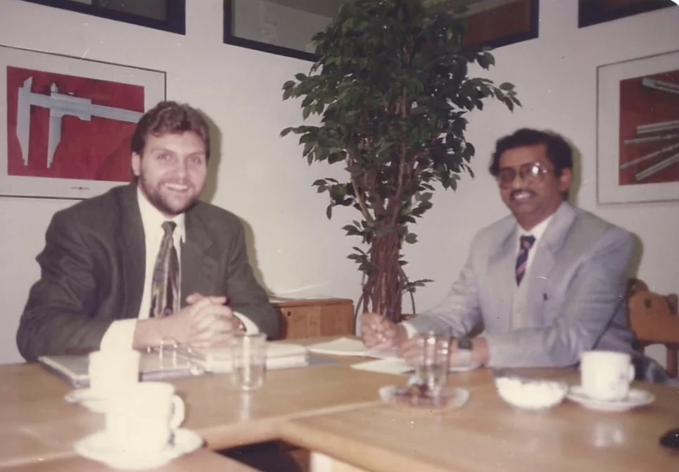 Signing our first Representative agreement with Mr. Von Wart Burg, President of HF-AG Switzerland on March 1994.