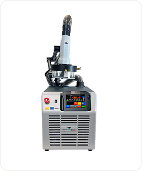 Temperature Forcing System with a digital touchscreen display and flexible temperature control hose for thermal testing applications.